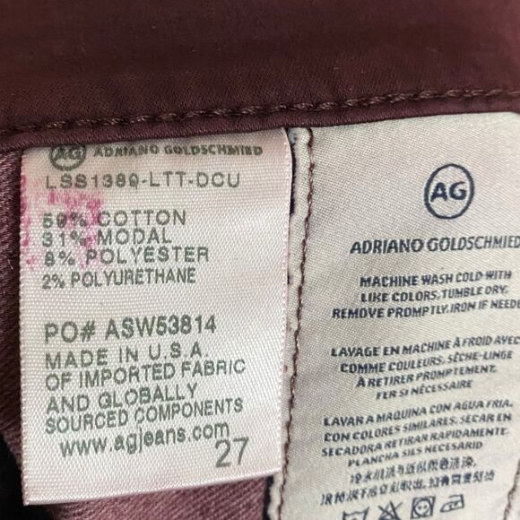 AG Adriano Goldschmied Pants Womens 27 Red Wine Legging Ankle Faux Leather NEW - Picture 11 of 13